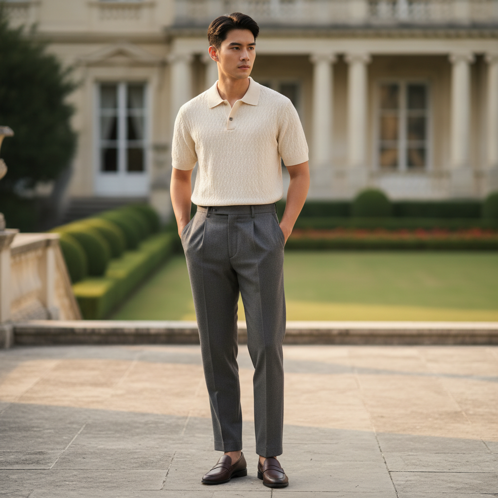 นายแบบชายไทยในลุค Old Money โทนครีม